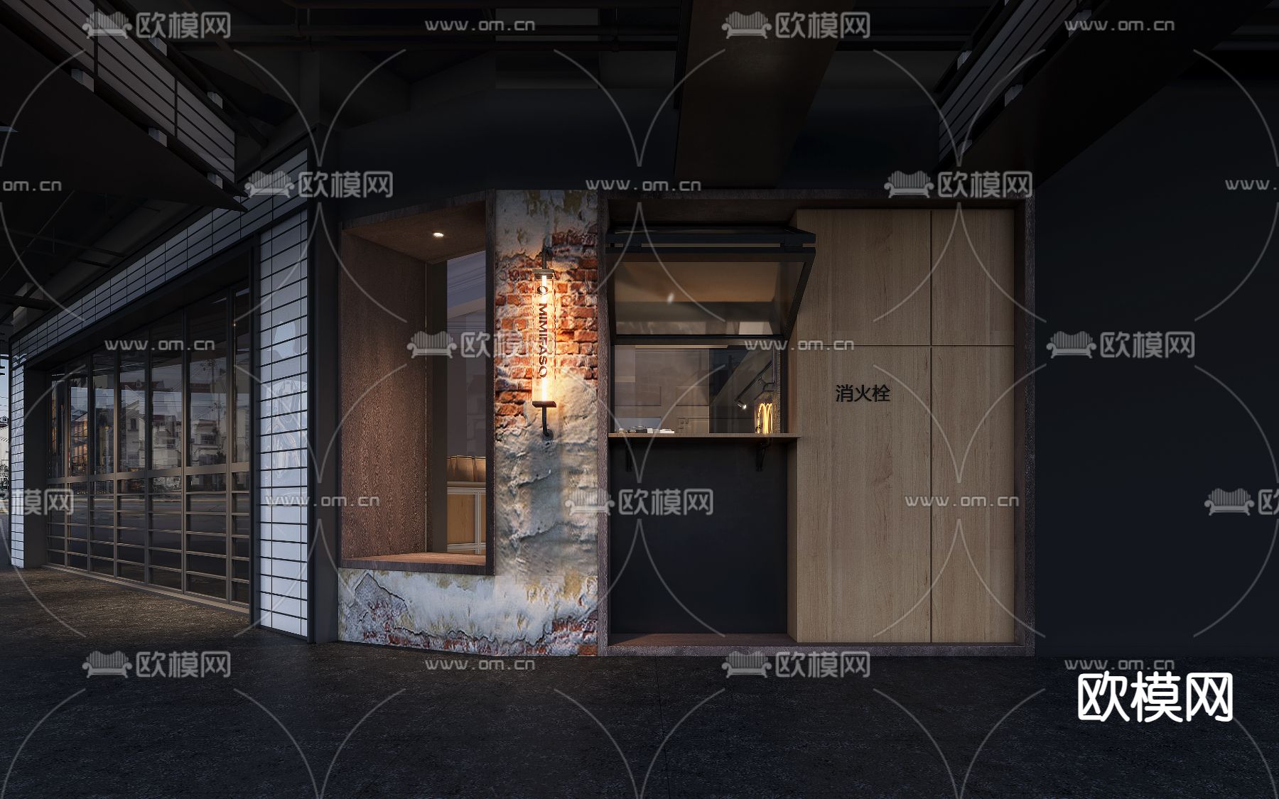 工业风咖啡店 咖啡厅3d模型下载（渲染图2）