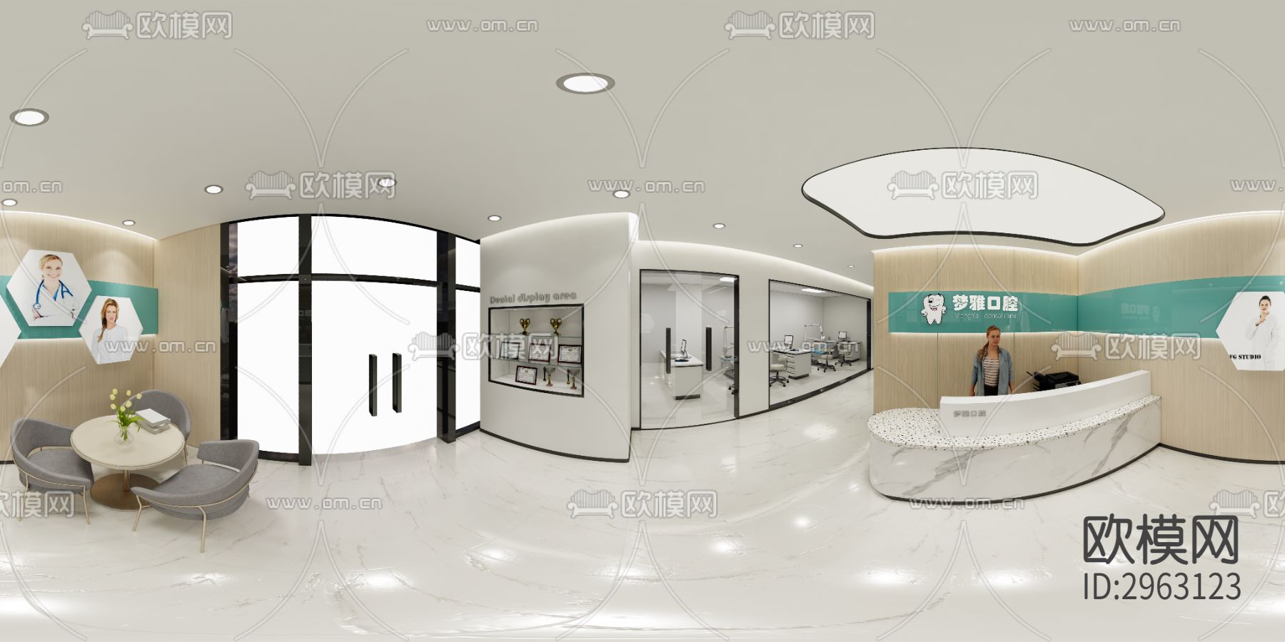 口腔门诊cad施工图下载（渲染图8）