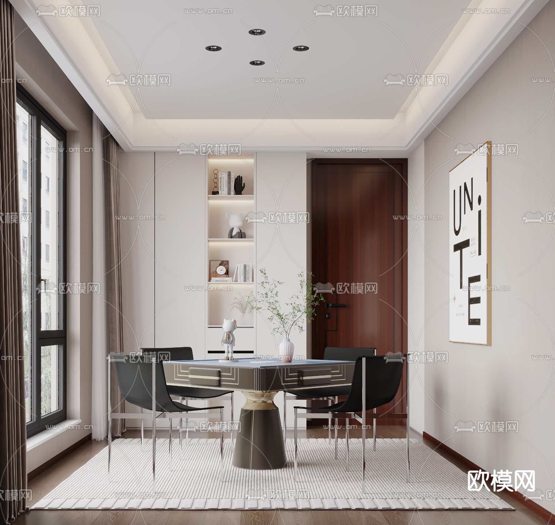 麻将房 棋牌室3d模型下载