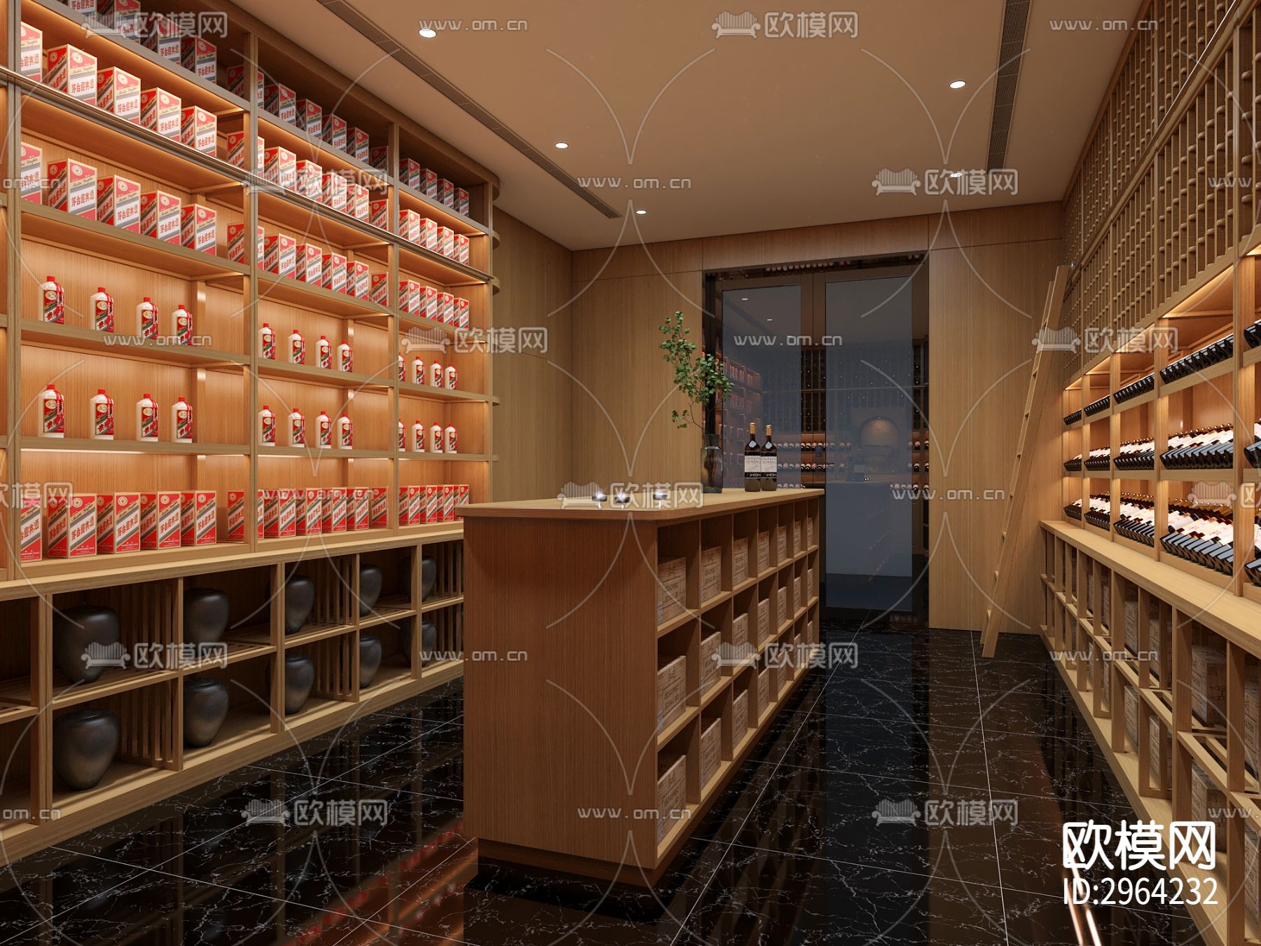 实木红酒窖 恒温柜 展示柜cad施工图下载（渲染图6）