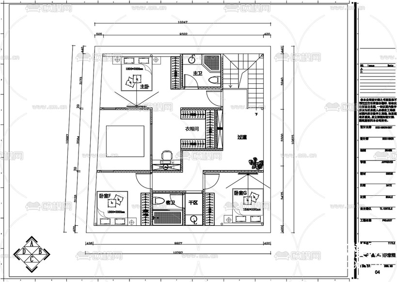 300㎡老房改造整套cad施工圖下載(渲染圖2)