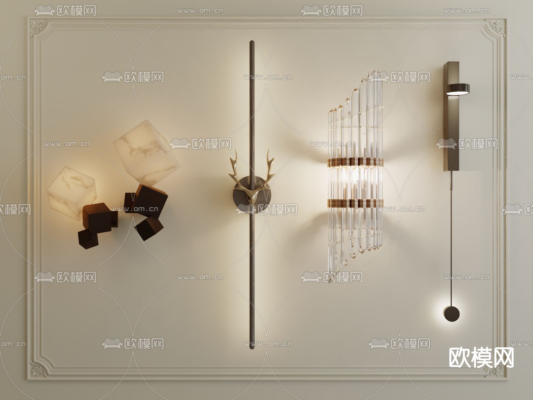 轻奢壁灯3d模型下载