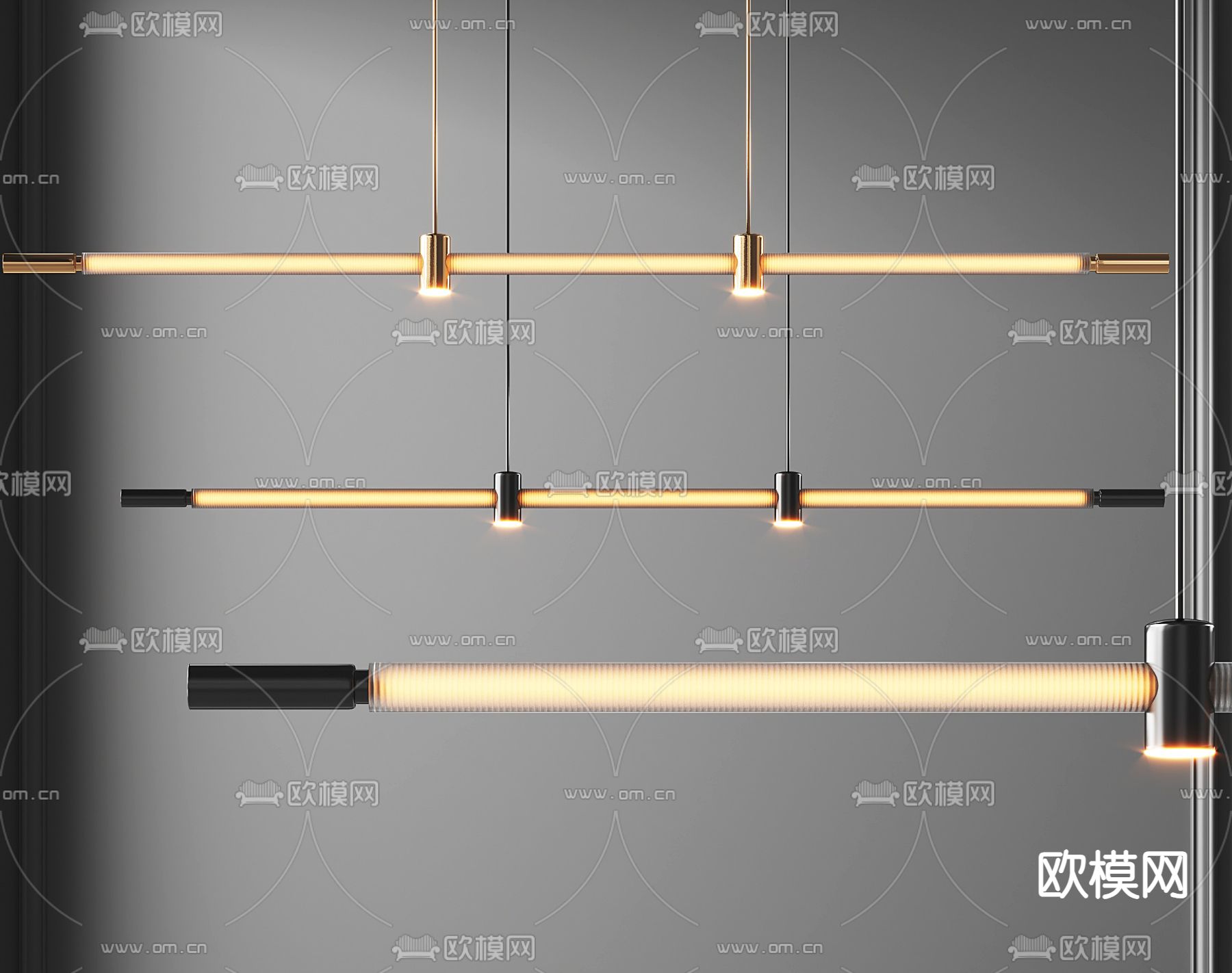 办公吊灯 长吊灯3d模型下载