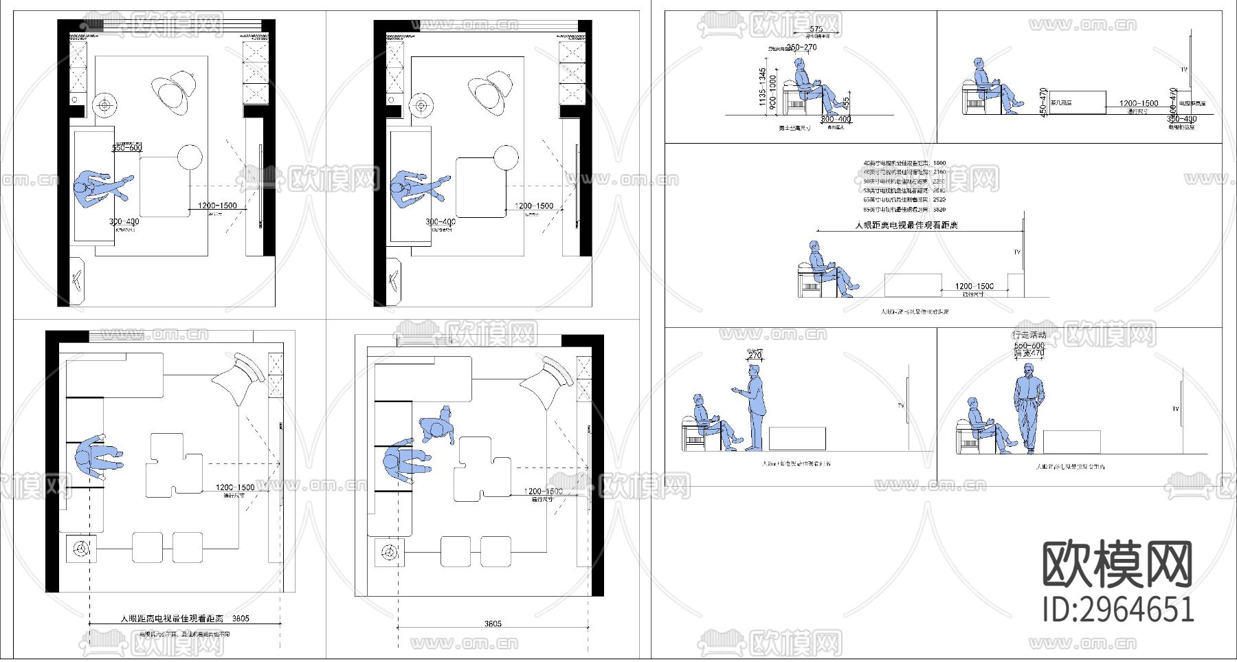 最新全屋人体工程学尺寸cad图库下载（渲染图4）
