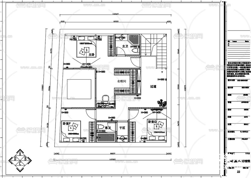 300㎡老房改造整套cad施工圖下載(渲染圖7)