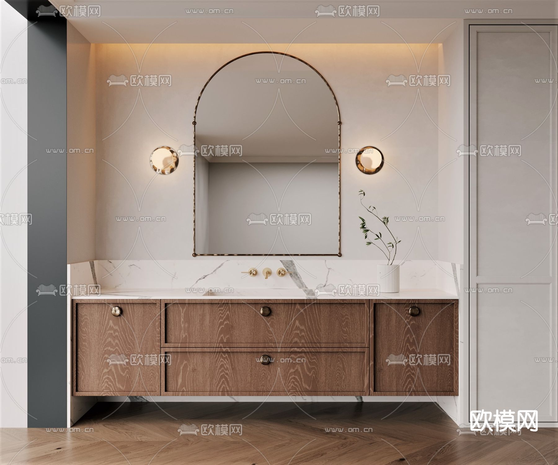 侘寂浴室柜 洗手台 洗漱台3d模型下载