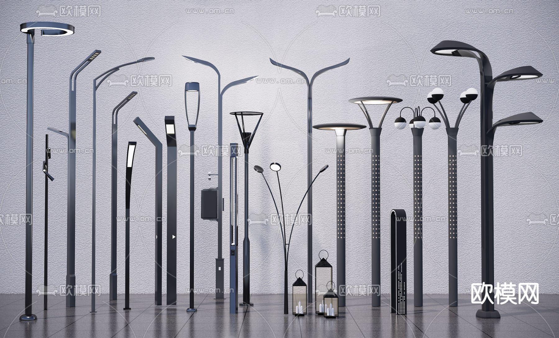现代路灯 景观灯su模型下载（渲染图2）
