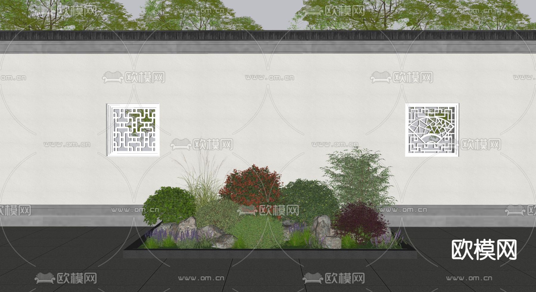 庭院植物 植物堆su模型下载（渲染图1）