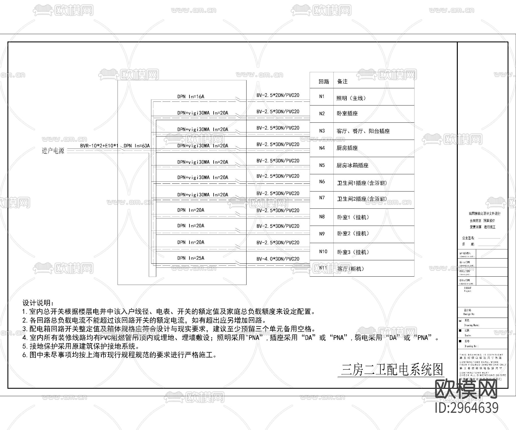 配电系统图-水电修订2.0版cad图库下载（渲染图2）