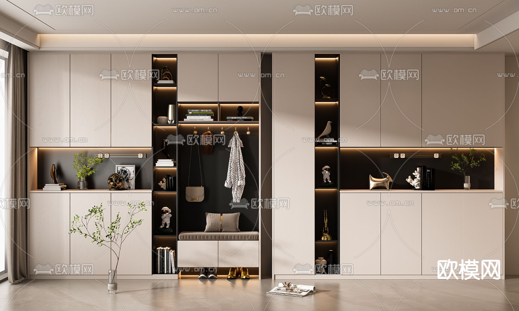 玄关鞋柜3d模型下载