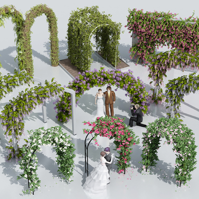  绿植藤蔓 拱形花架su模型 