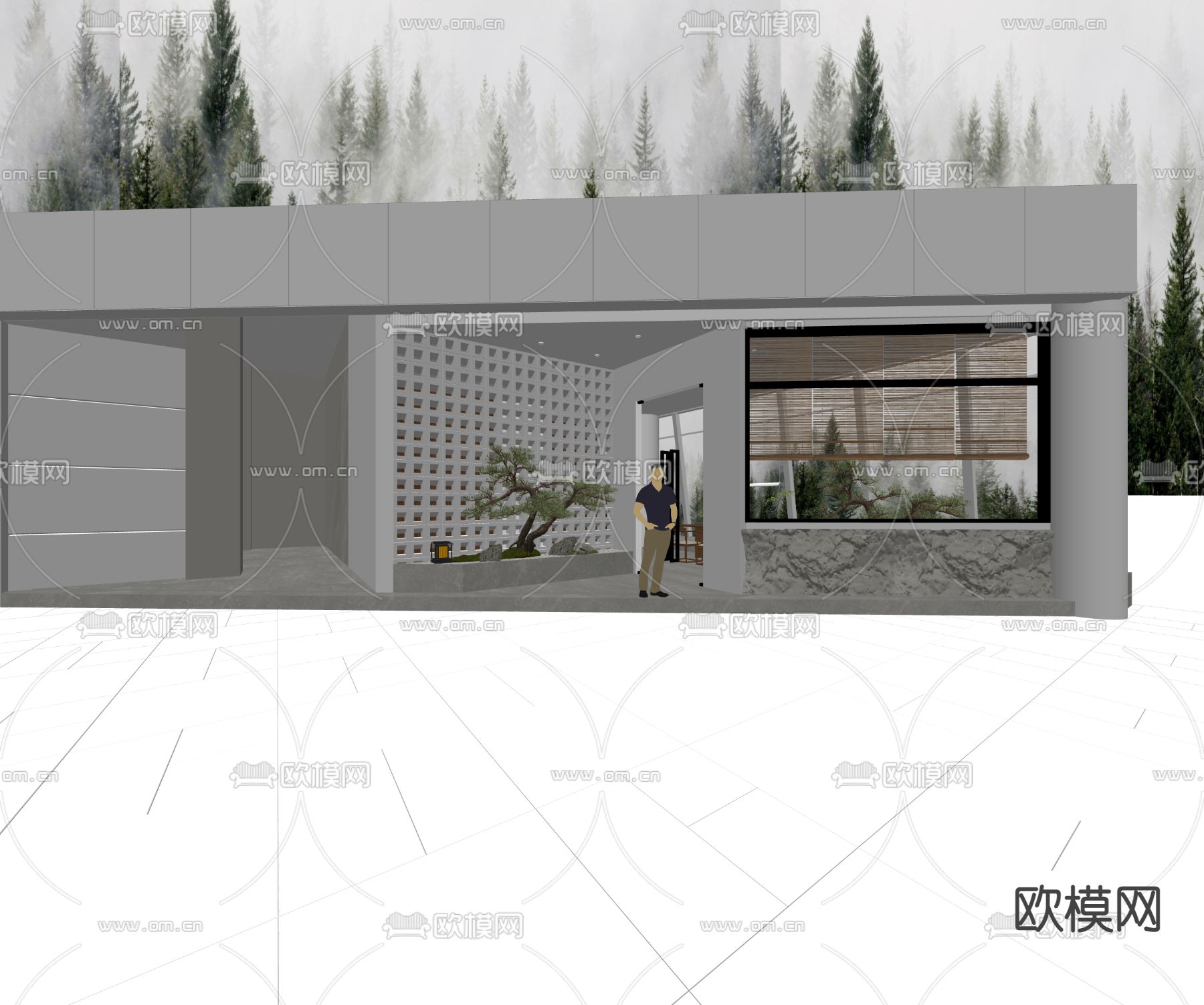 侘寂风茶馆su模型下载（渲染图1）