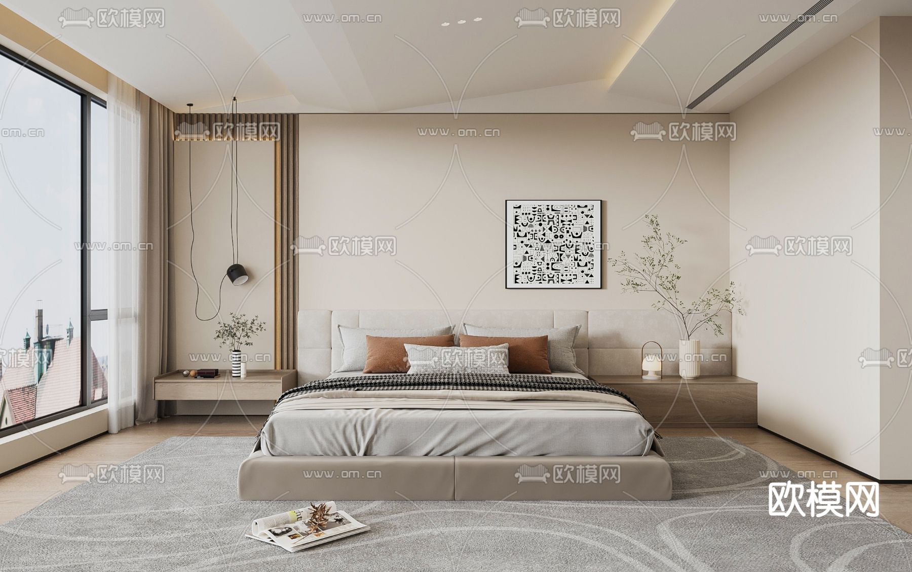 现代卧室 主卧 主人房3d模型下载