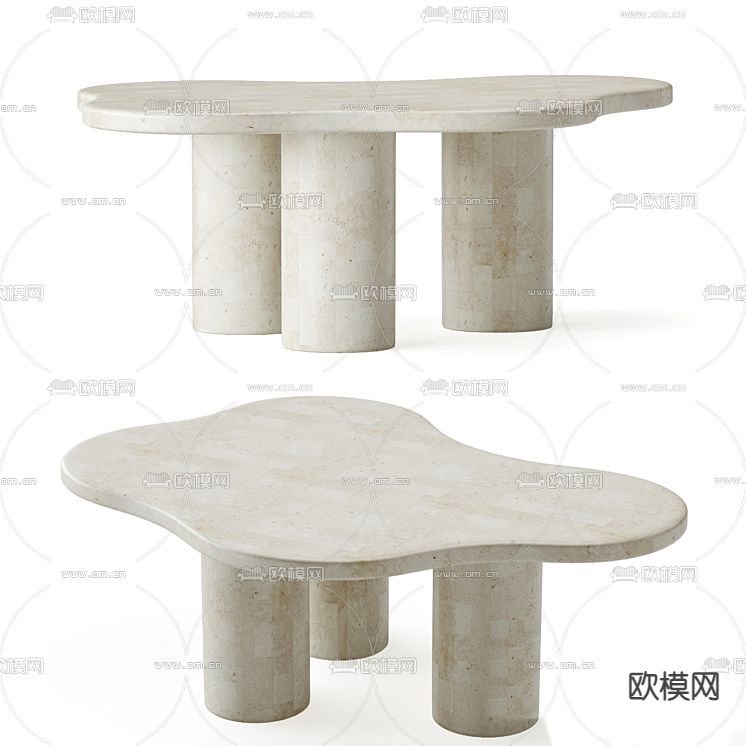 侘寂风茶几免费3d模型下载