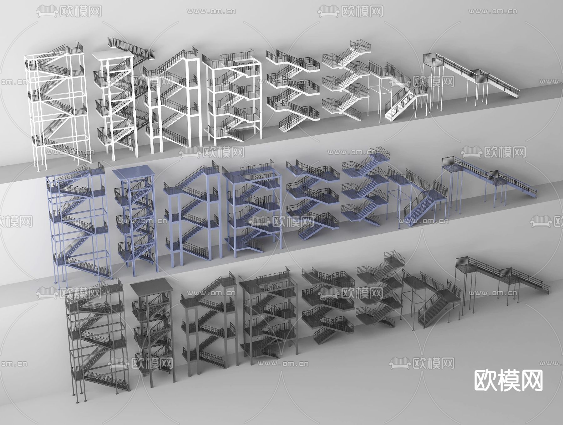 钢架楼梯 逃生楼梯  消防楼梯3d模型下载