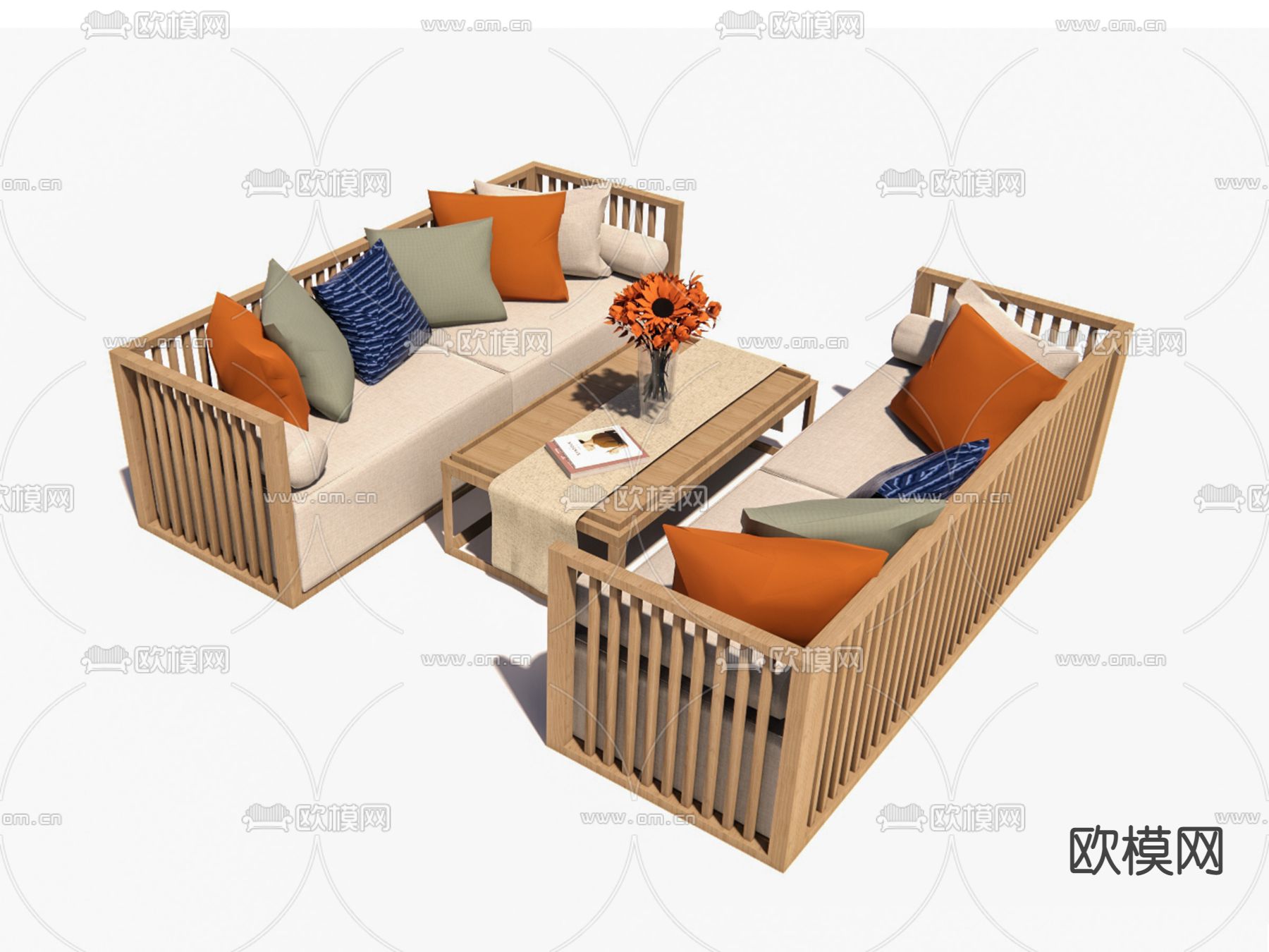 休闲沙发su模型下载（渲染图2）