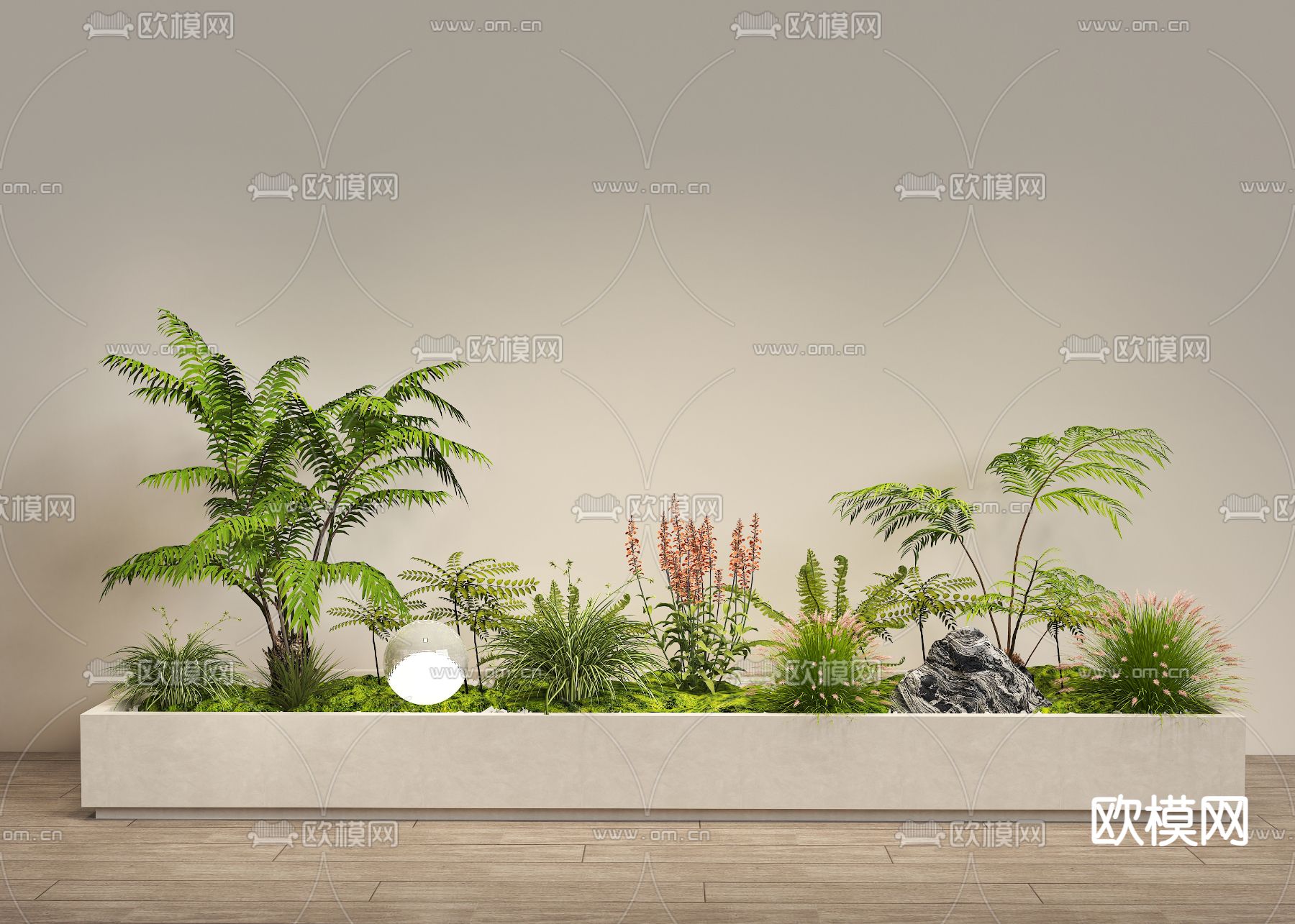 花箱 花池 花坛 花槽 植物堆3d模型下载