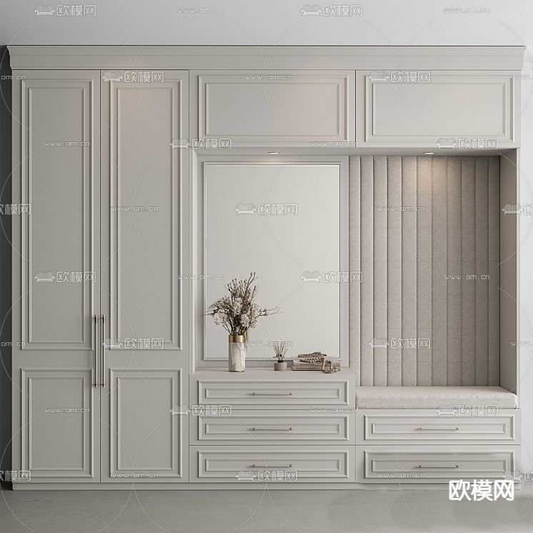 一体柜衣柜免费3d模型下载