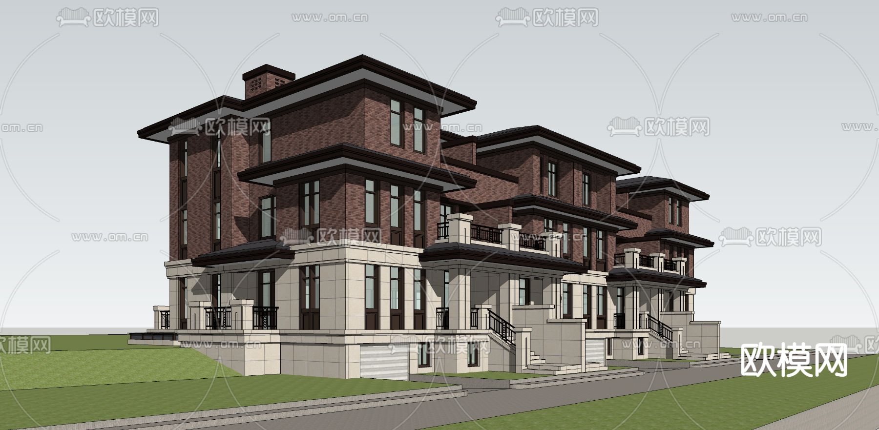 法式别墅su模型下载（渲染图2）