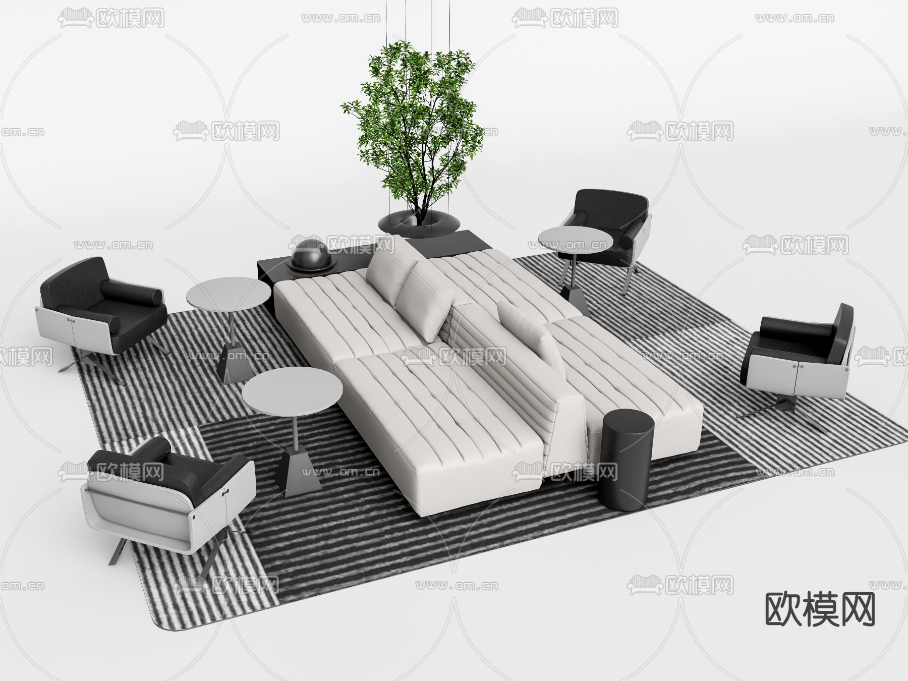 组合沙发 卡座沙发su模型下载（渲染图2）
