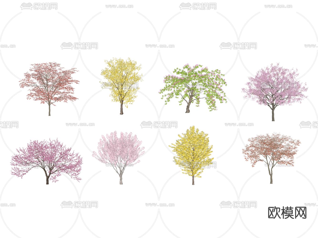 景观树 樱花 樱花树 枫叶su模型下载（渲染图1）