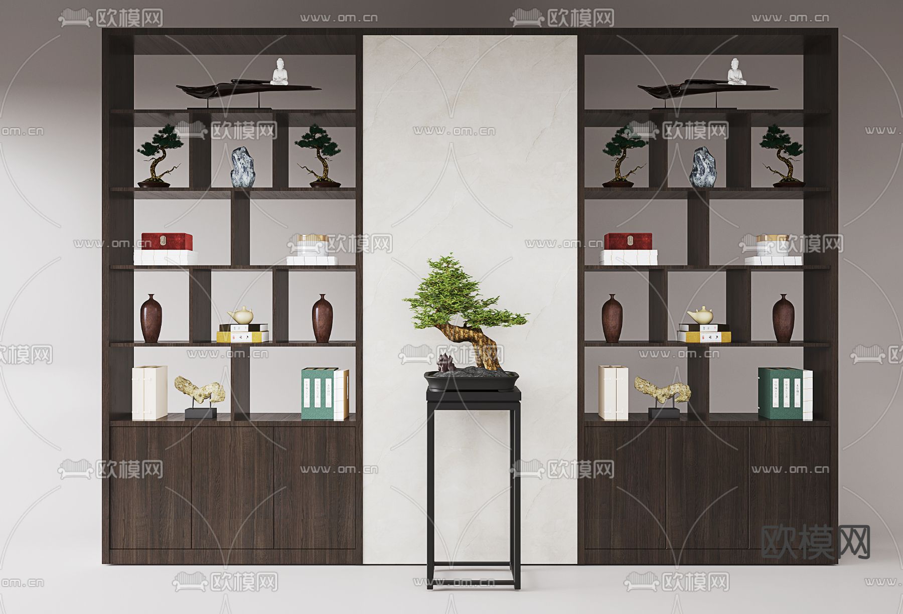 新中式装饰柜 置物架3d模型下载