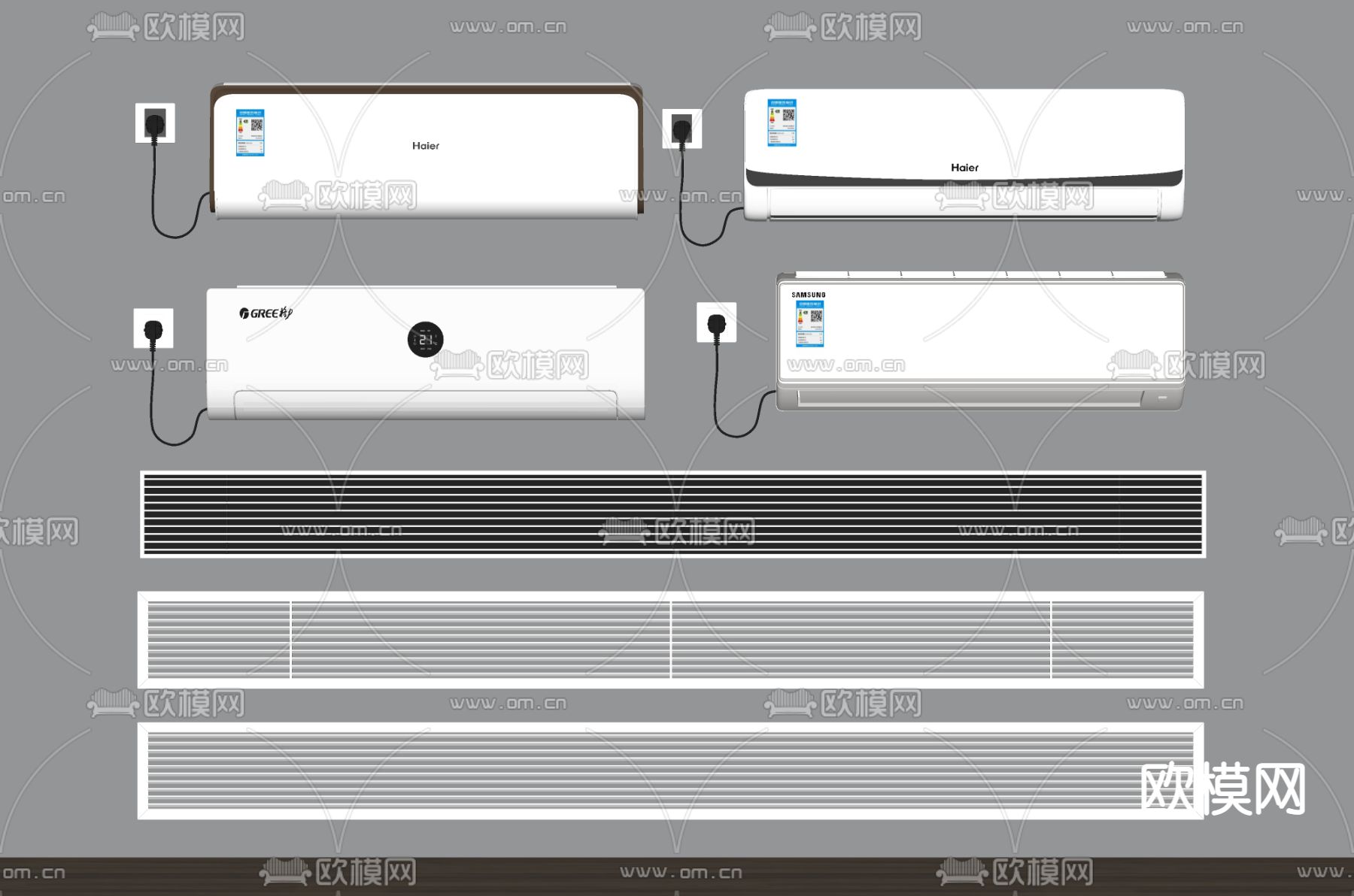 现代空调挂机su模型下载（渲染图1）