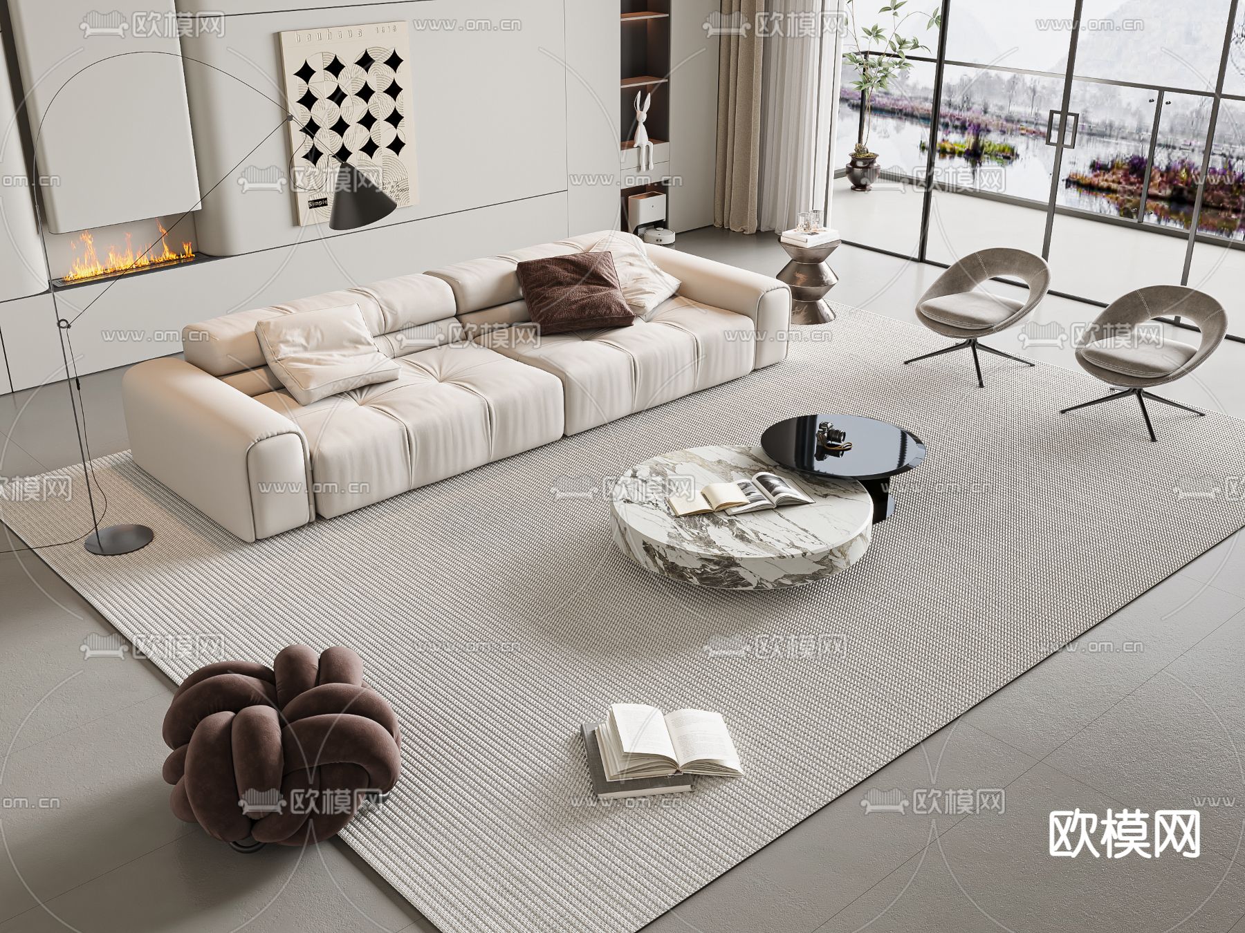 现代组合沙发3d模型下载