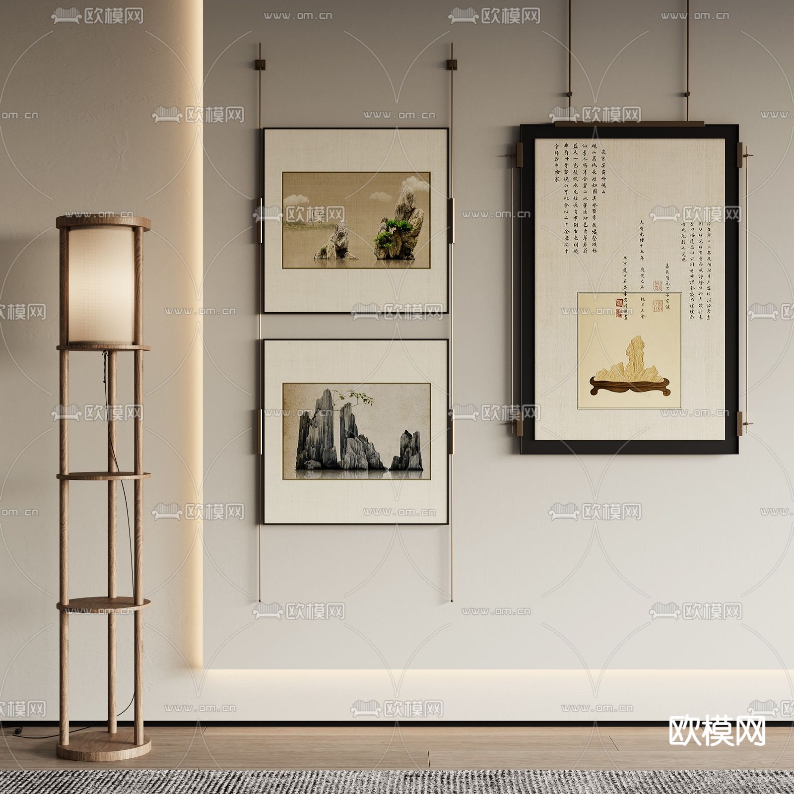 新中式装饰画su模型