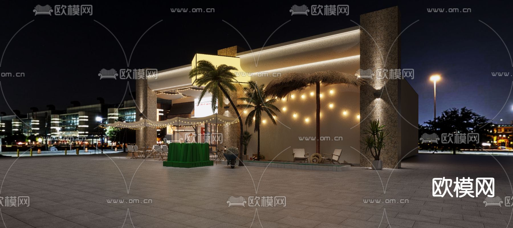 火锅店门头 门面3d模型下载（渲染图3）