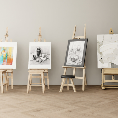  画架 美术器材su模型 