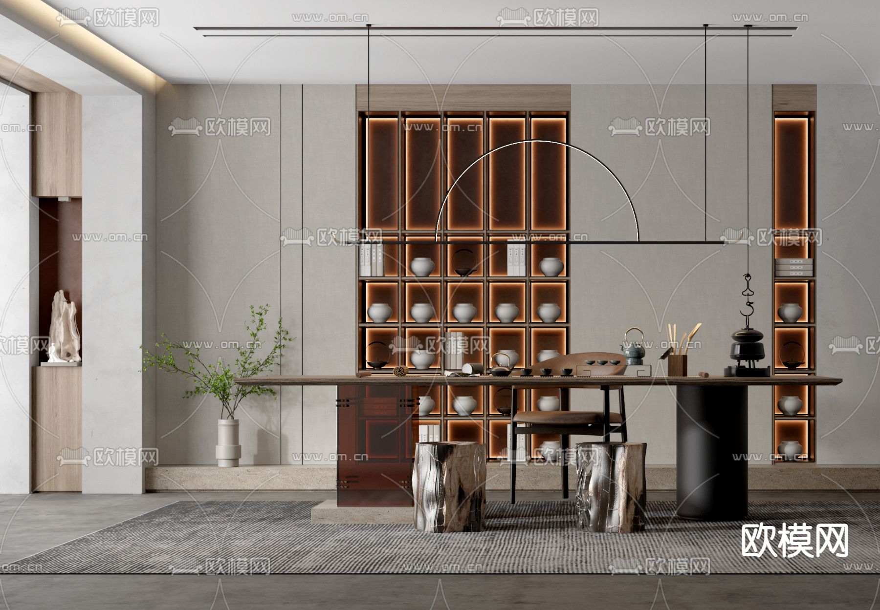 新中式茶室3d模型下载