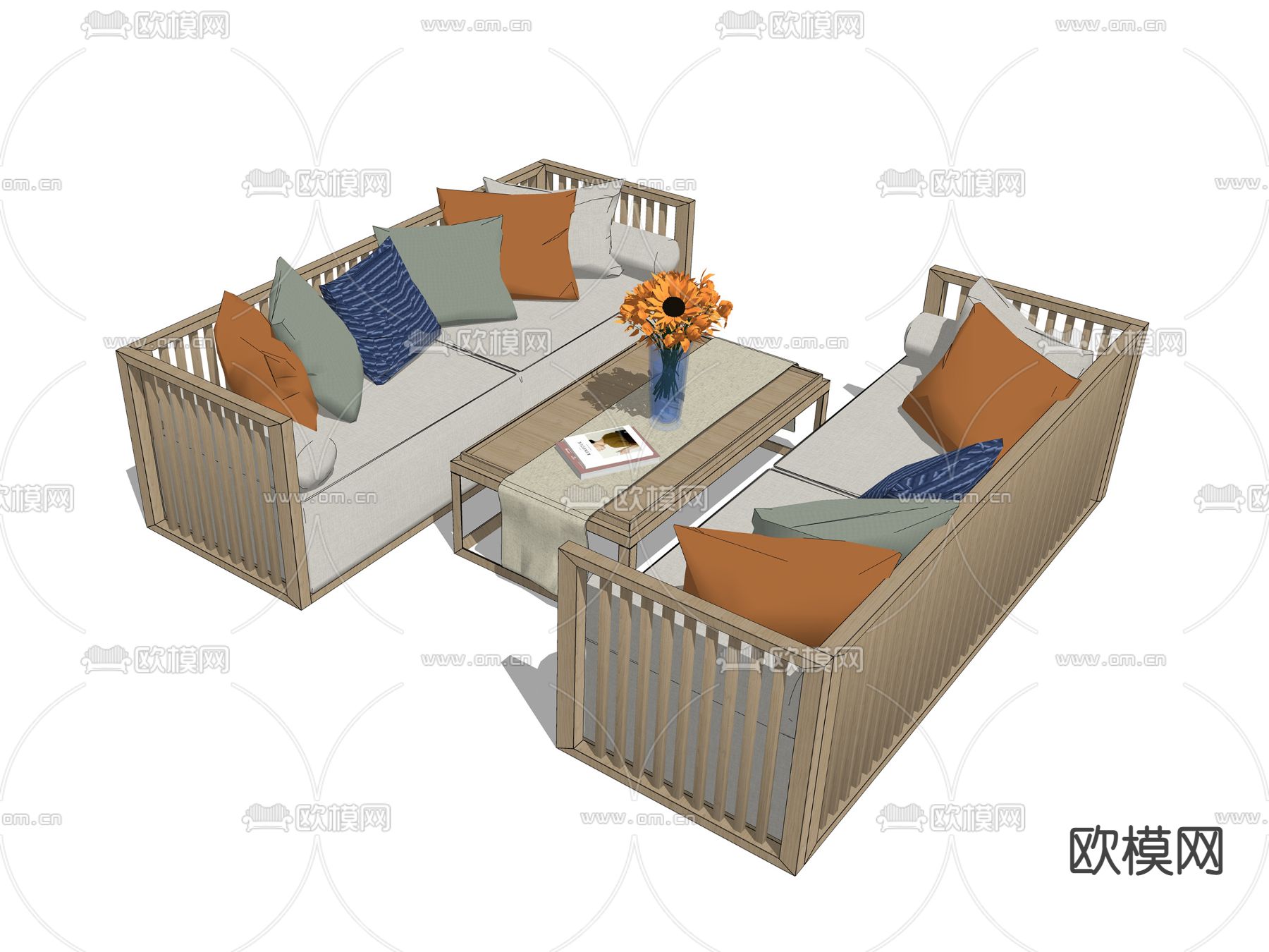 休闲沙发su模型下载（渲染图1）