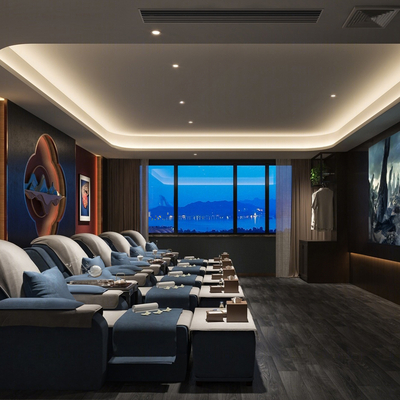  新中式足浴包间su模型 