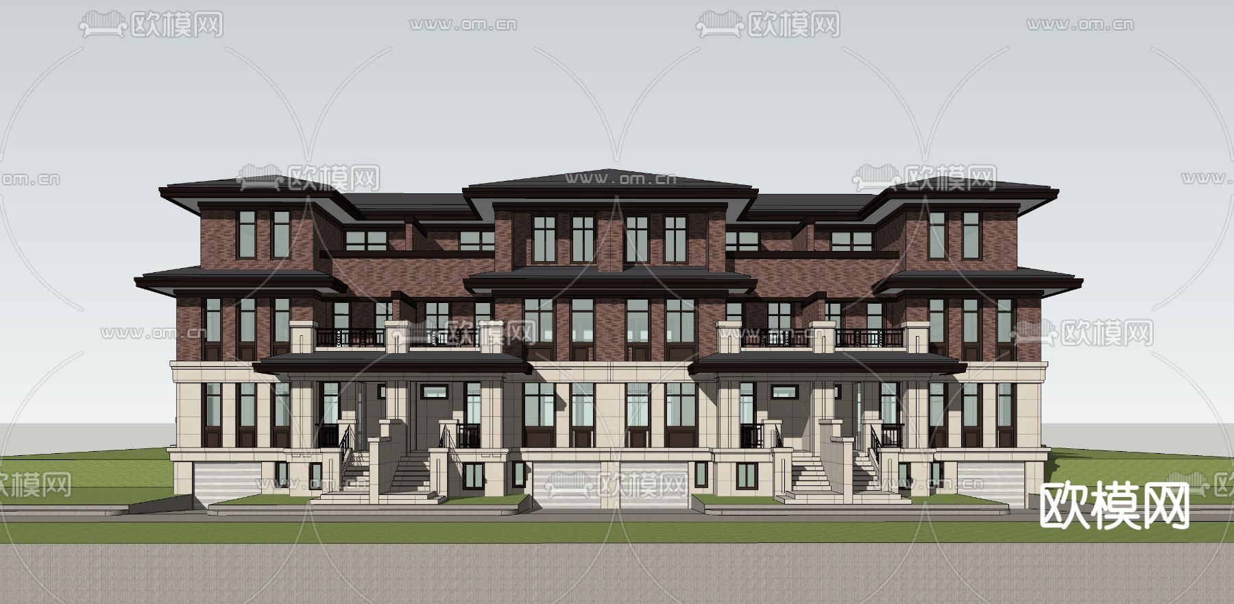 法式别墅su模型下载（渲染图1）