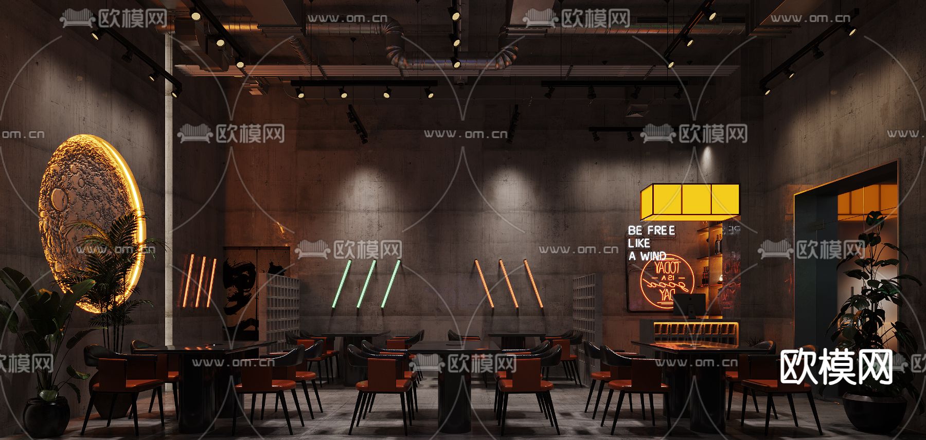 工业风火锅店 火锅餐厅3d模型下载（渲染图2）