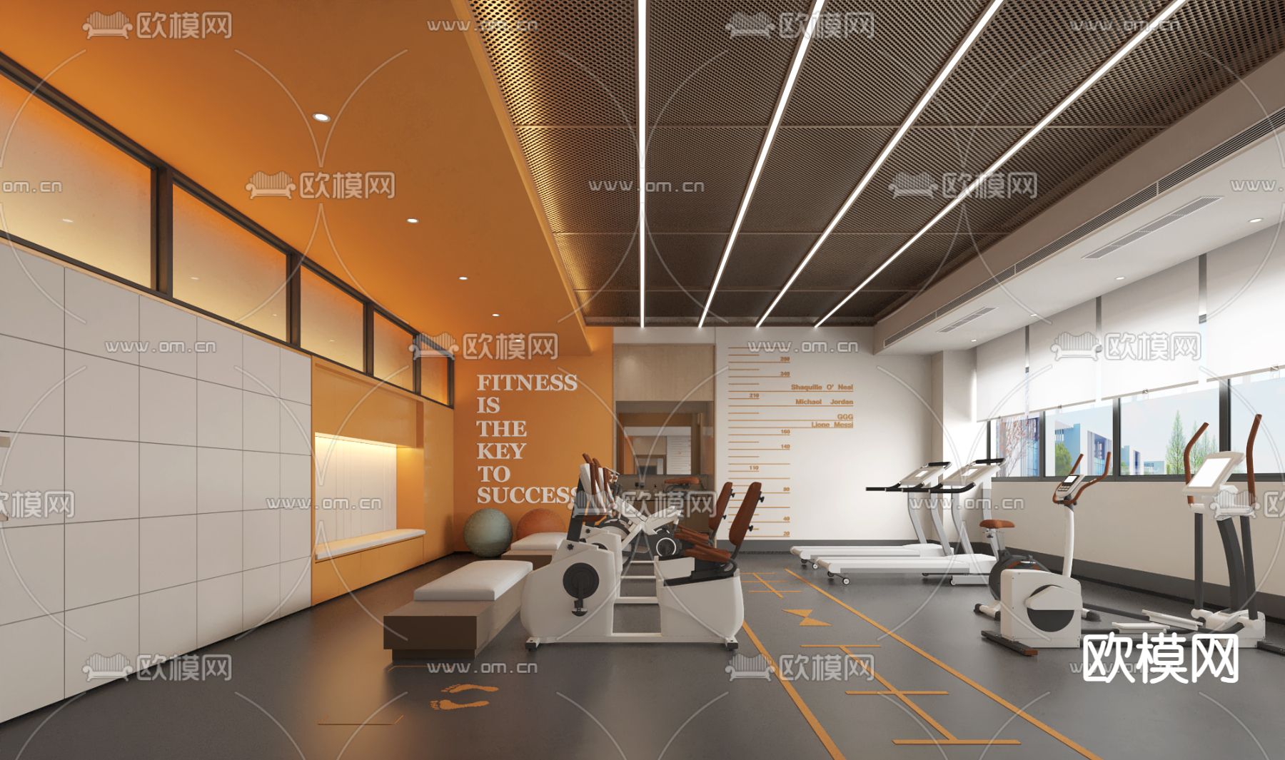 现代健身房3d模型下载