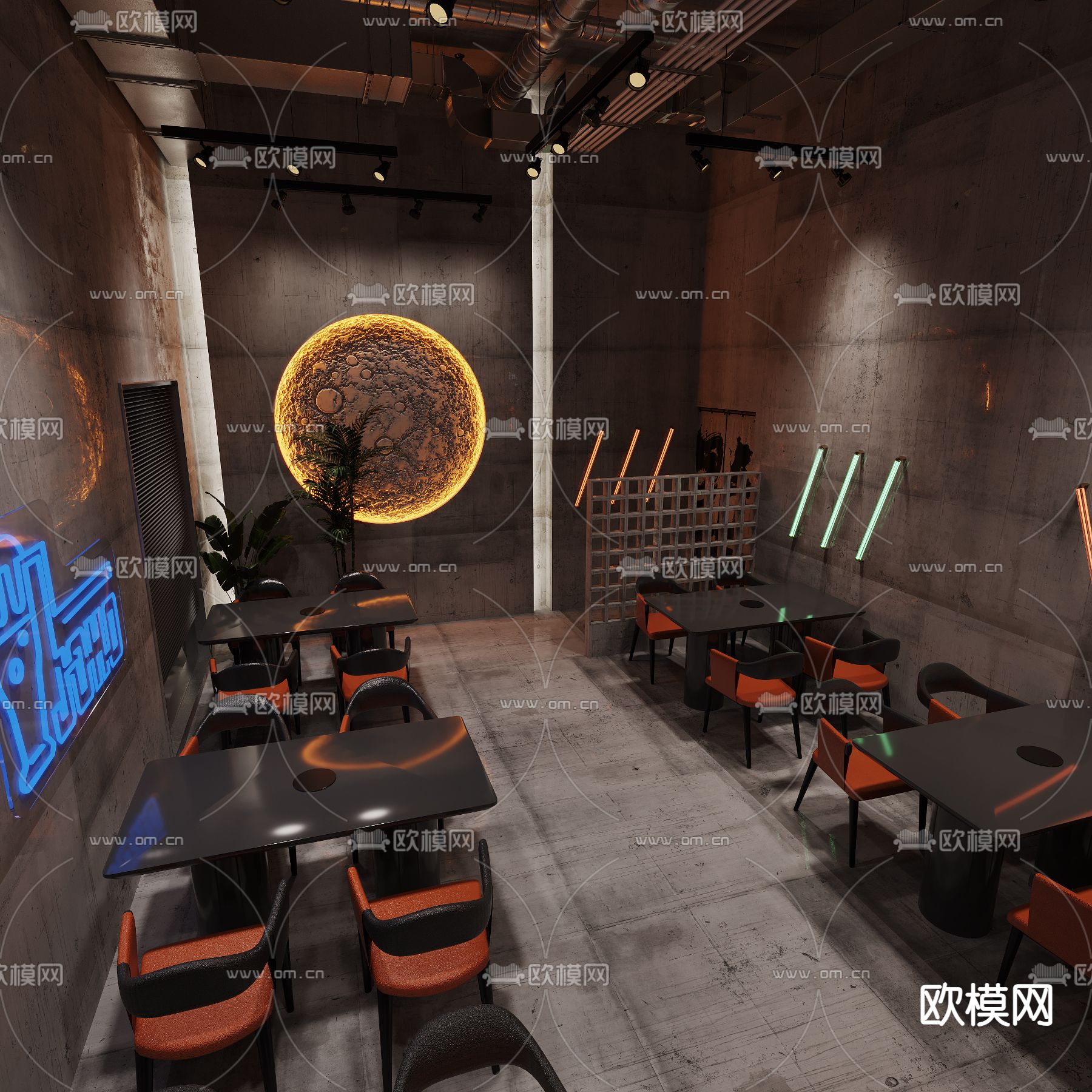 工业风火锅店 火锅餐厅3d模型下载（渲染图3）