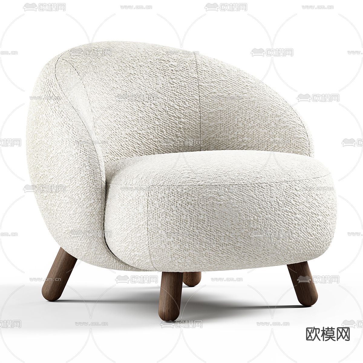 侘寂单人沙发3d模型下载（渲染图1）