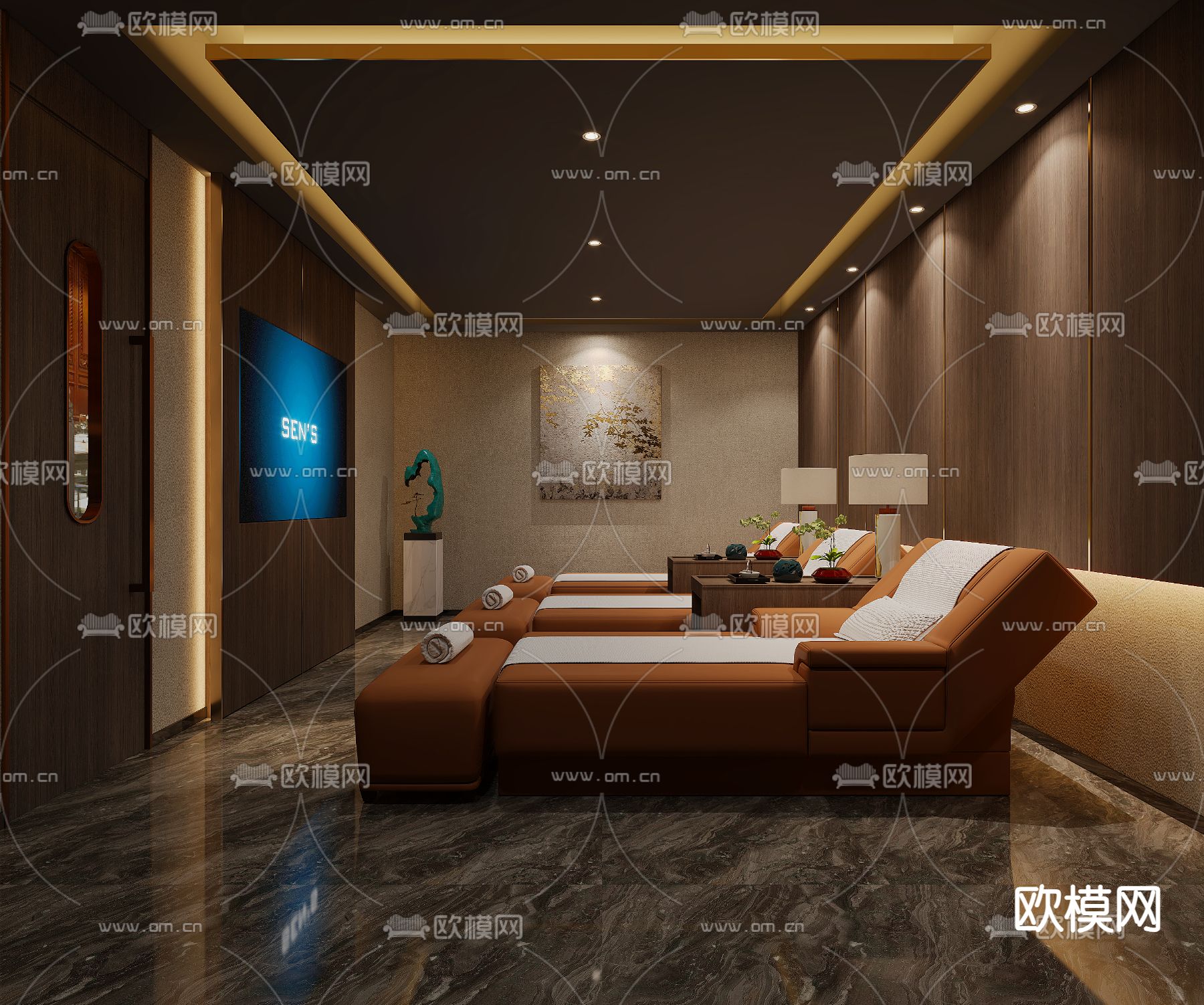 足浴包间 足沐3d模型下载