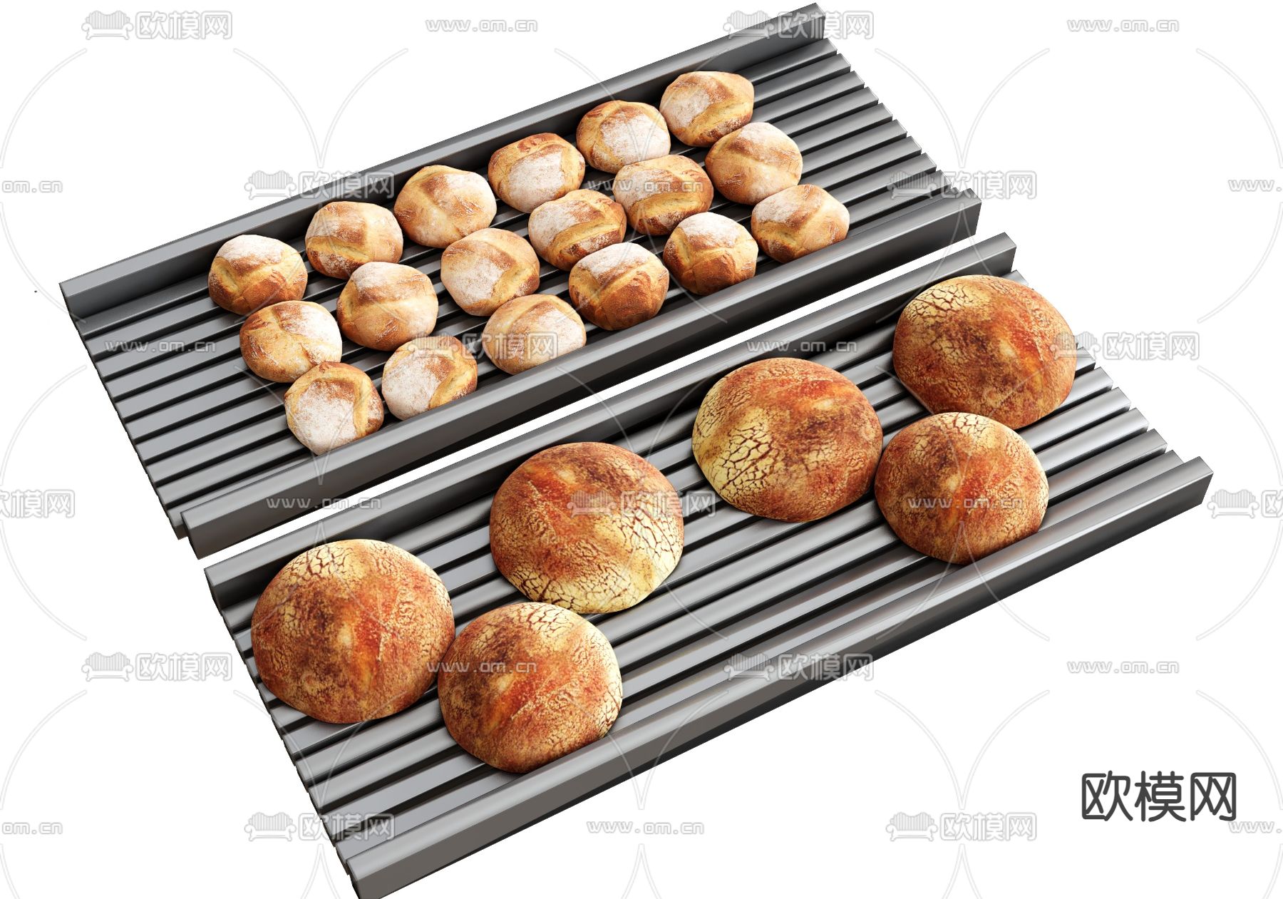 食物 面包贝果 蛋糕 托盘su模型下载（渲染图2）