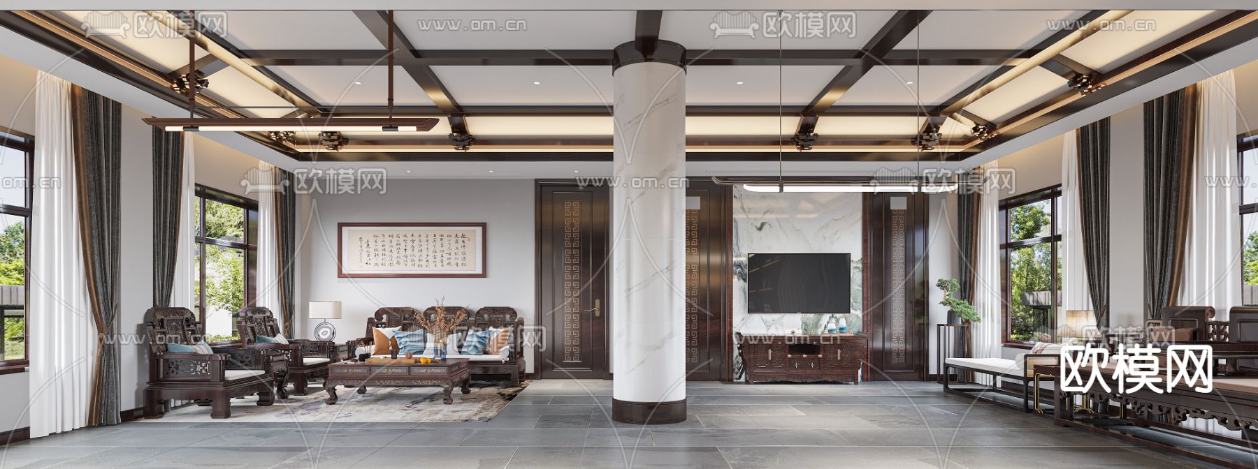 总经理室 董事长室3d模型下载（渲染图2）