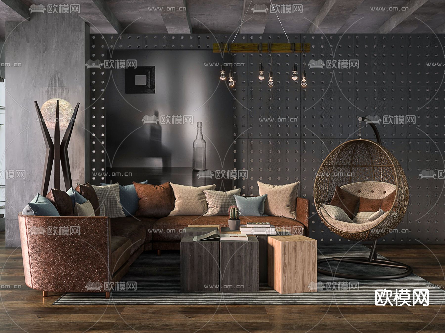 工业风组合沙发3d模型下载