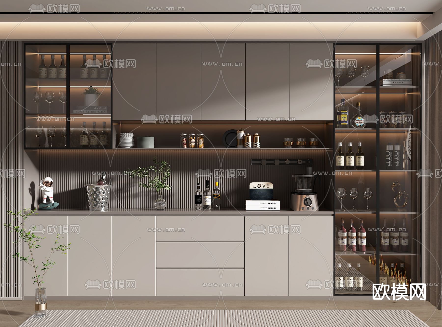 现代酒柜 餐边柜3d模型下载