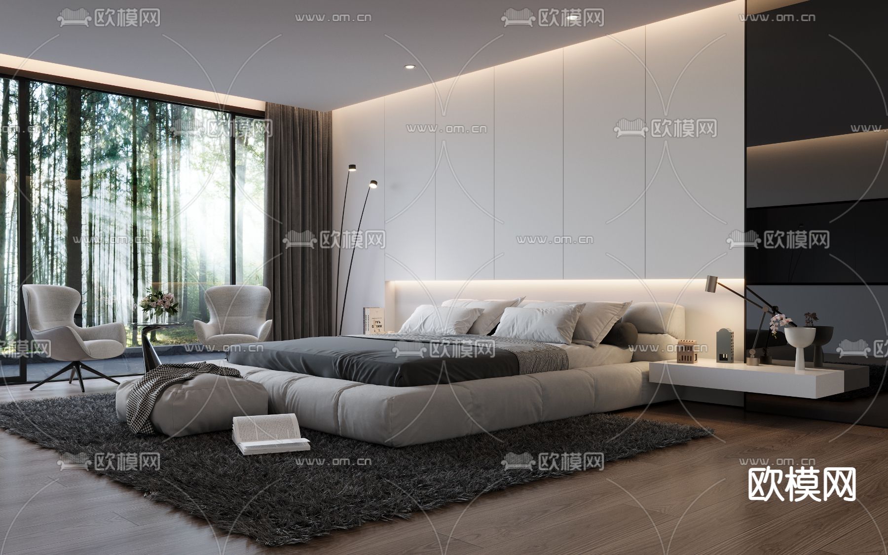 现代卧室 主卧 主人房3d模型下载