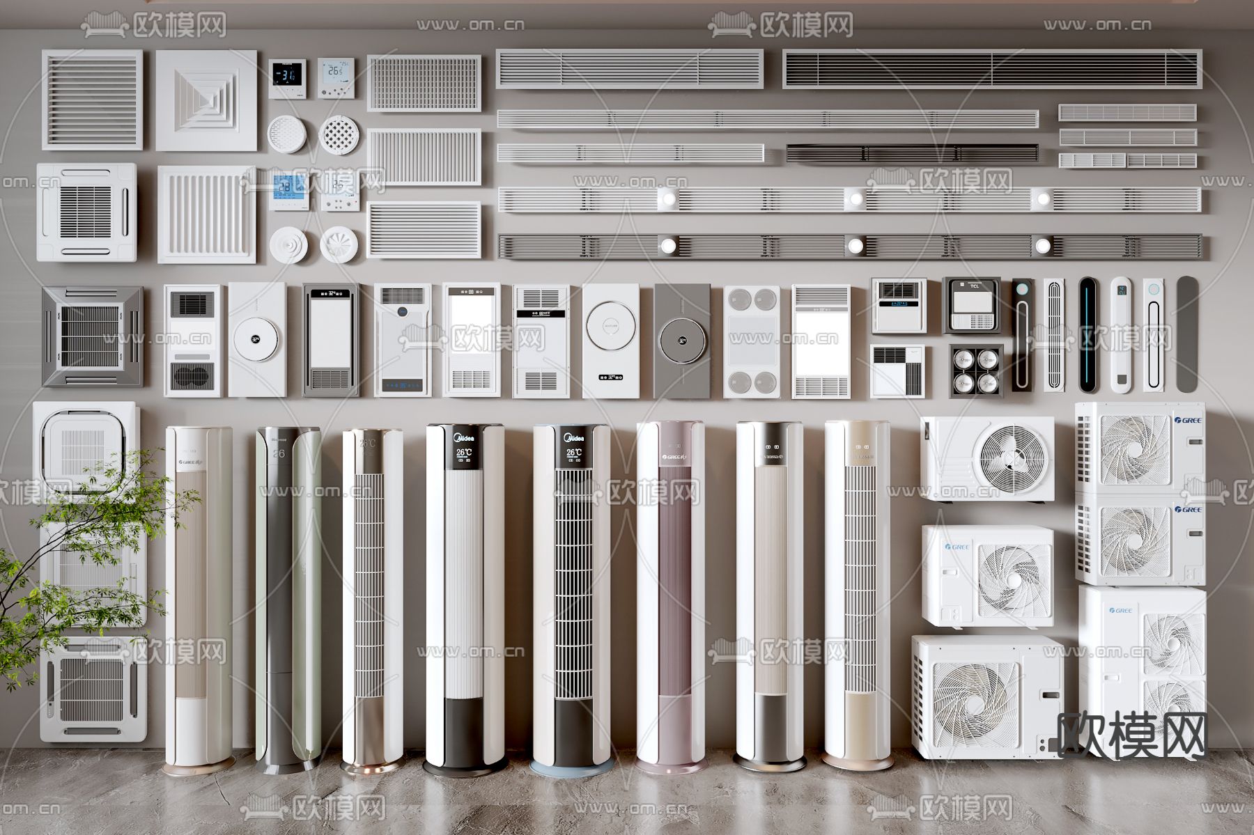 立式空调 浴霸 出风口3d模型下载