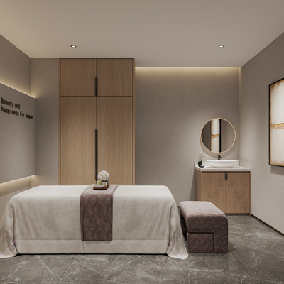  美容spa店 包房su模型 