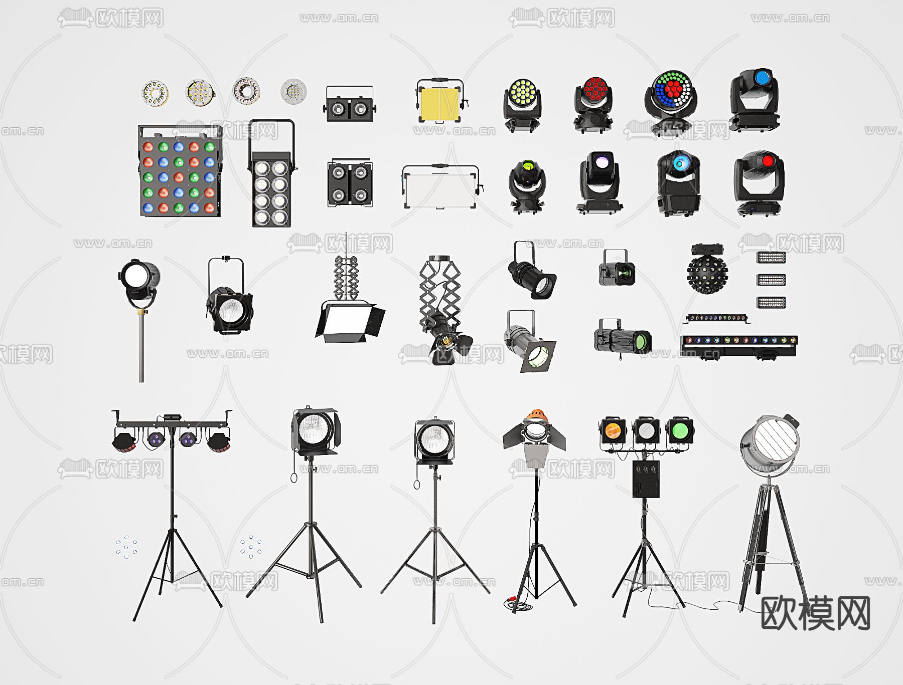 舞台灯光 镭射灯 激光灯 摄影灯 补光灯3d模型下载