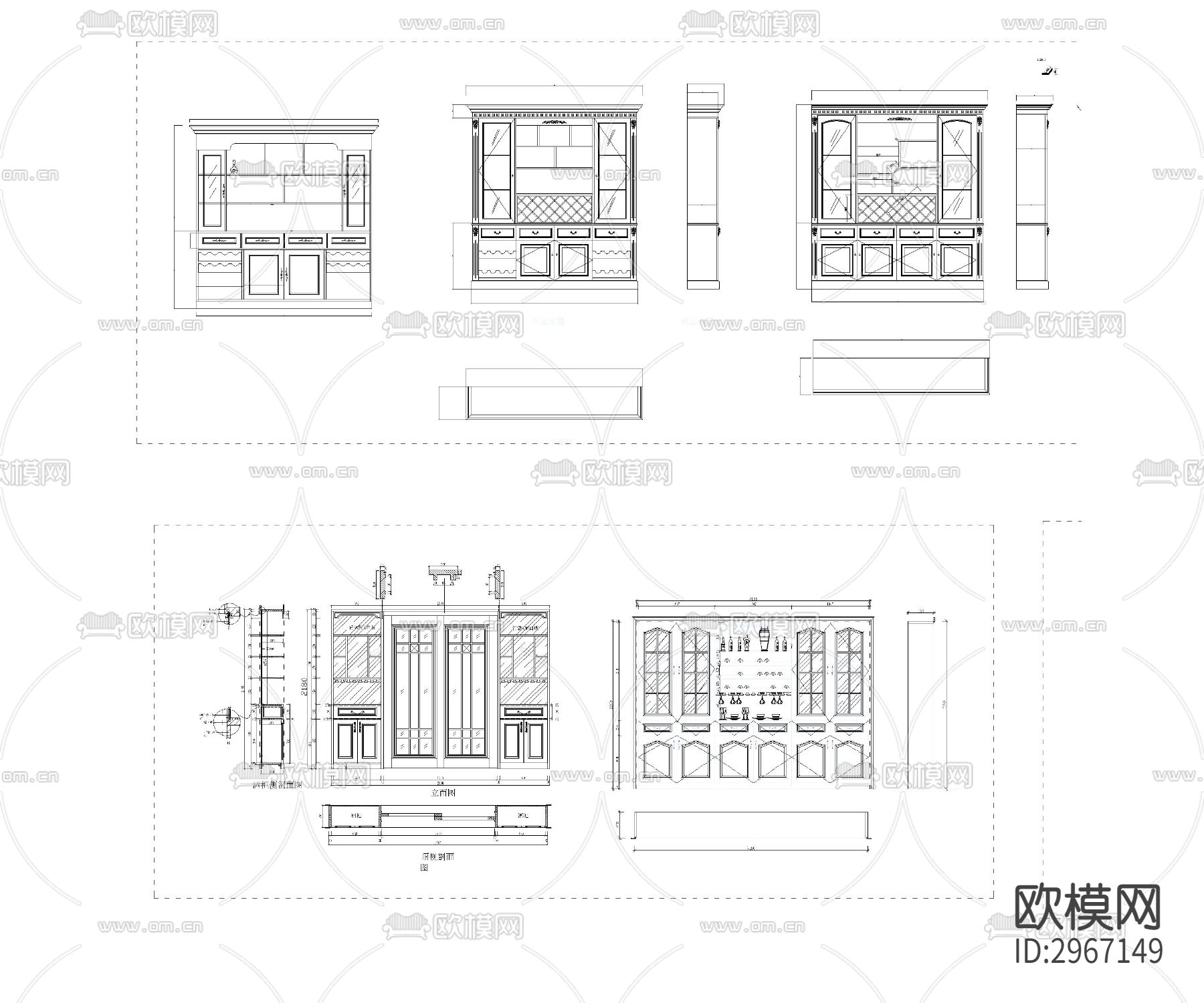 30款实木酒柜cad图库下载（渲染图2）