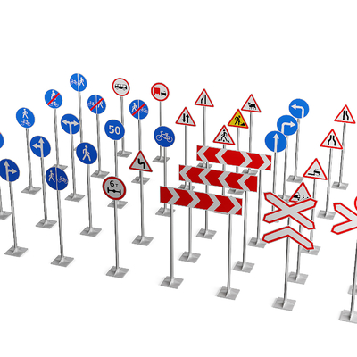  交通指示牌 路标su模型 